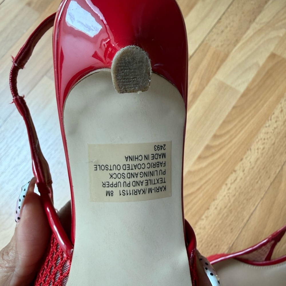 Steve Madden Red Mesh Pointed Slingback Heels fits 7.5 to 8 - Picture 4 of 9